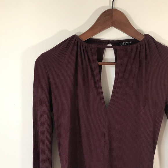Topshop Maroon Long Sleeve Keyhole Bodysuit - Picture 5 of 8